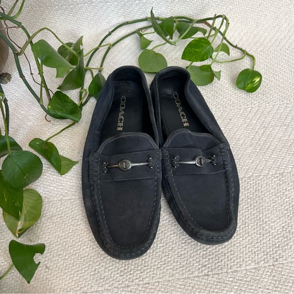 Coach Crosby Turnlock Driver Suede Loafers Navy Blue size 10D - Picture 4 of 11